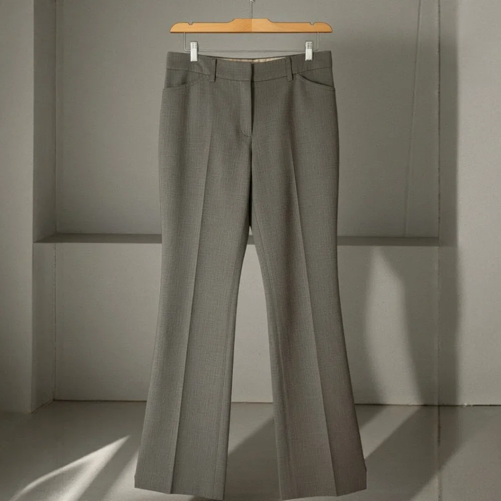 Express Design Studio Gray Dress Pants Women’s 2R – Linen Blend, Flat Front - Picture 5 of 10